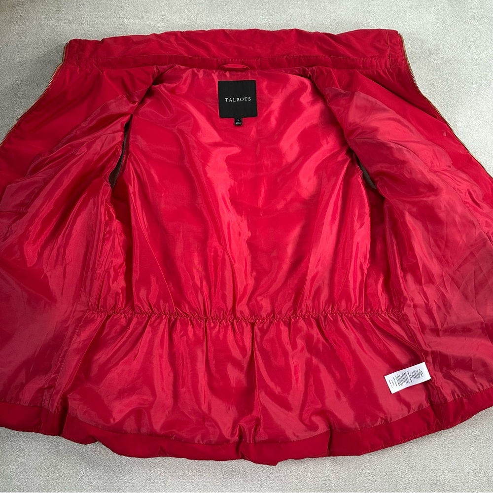 Talbots Red Quilted Puffer Vest with Gold Hardware. Large. - Picture 3 of 7